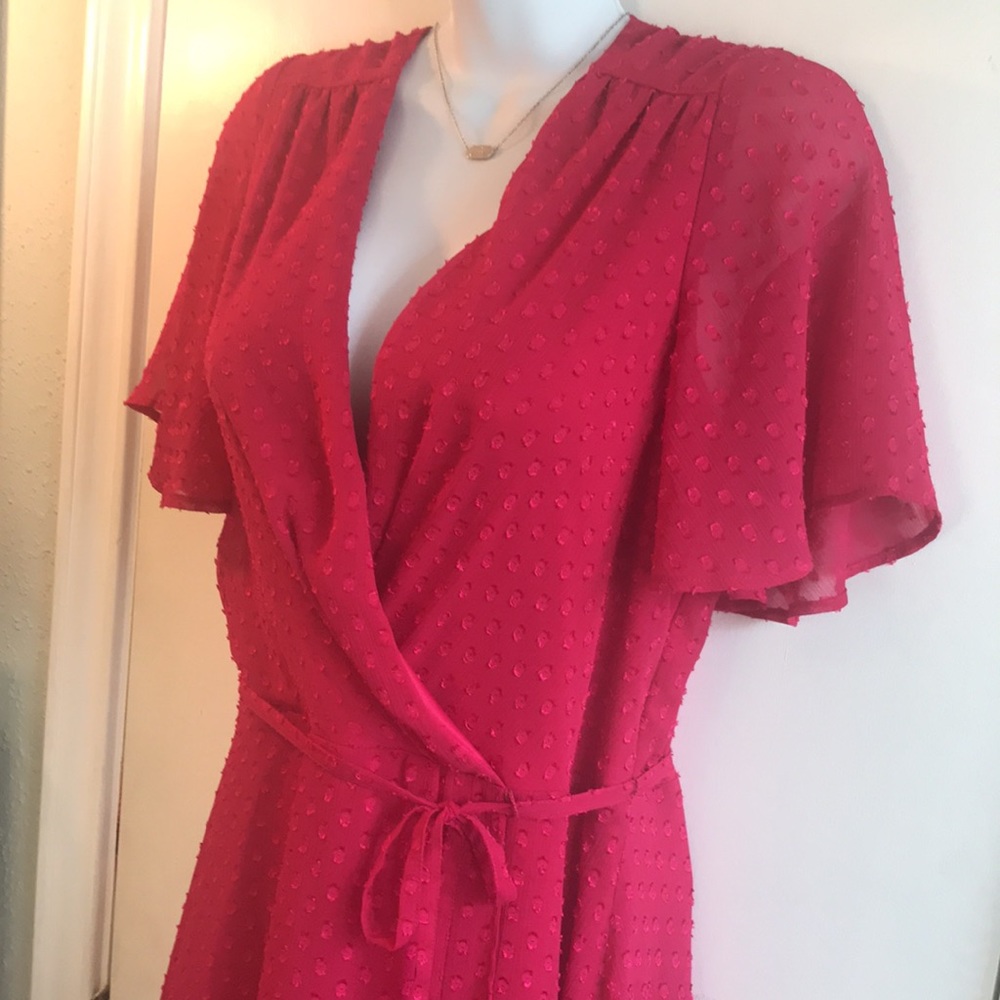 Sexy and ready for the holidays in this Vince Camuto Hi-low Wrap Midi Dress - Picture 6 of 14